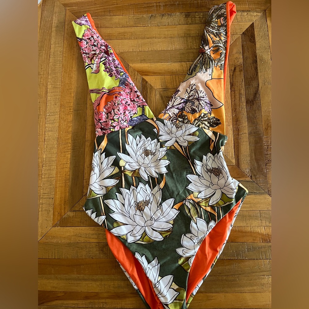 Agua Bendita one piece hand embroidered one piece swimsuit / bathing suit